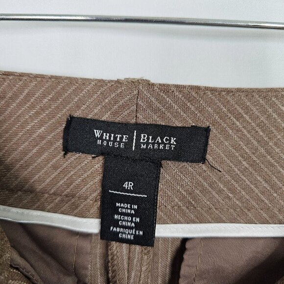 WHITE HOUSE BLACK MARKET Cuffed Chino Pants BROWN w TAN PINSTRIPE size 4 Preppy - Picture 6 of 8